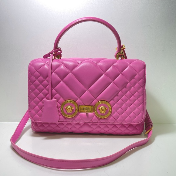 Versace Quilted Medusa Padlock Icon Shoulder Flap Bag - Picture 1 of 16